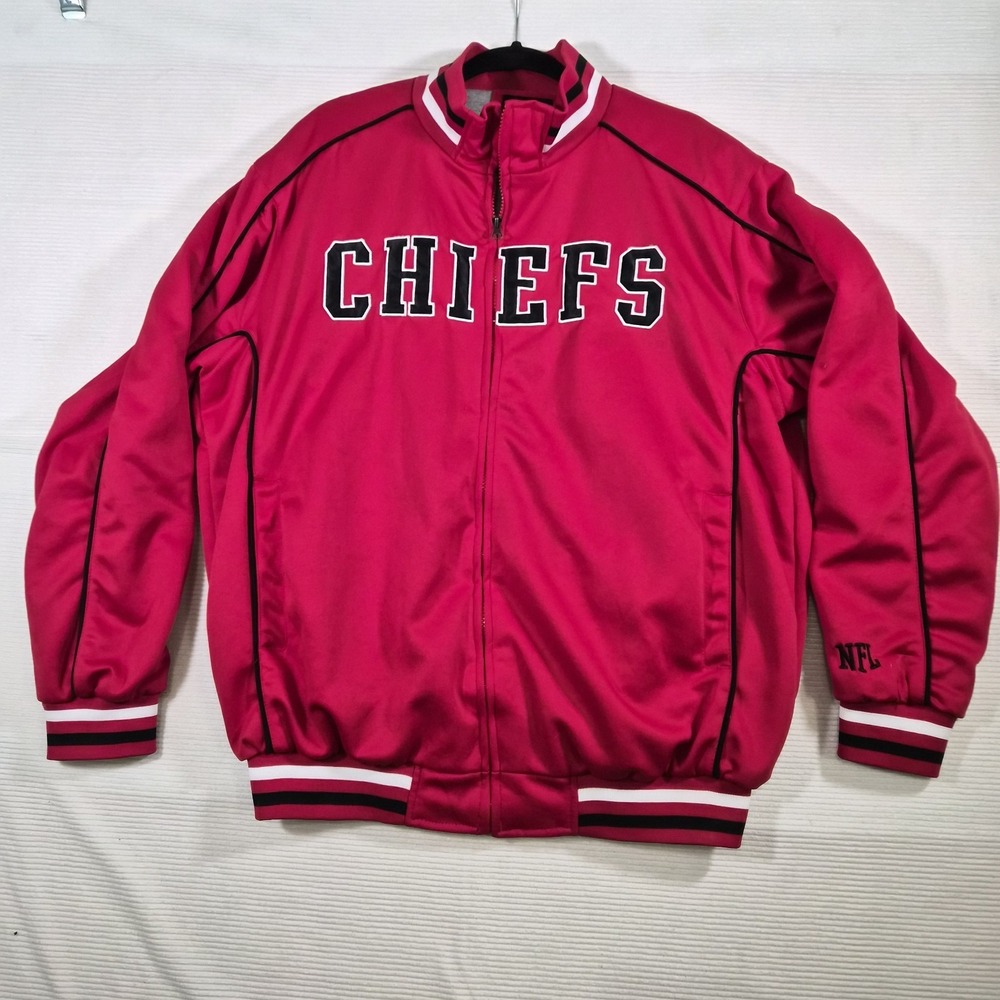 Kansas City Chiefs NFL Red Track‎ Jacket Men's Large Full Zip KC Chiefs